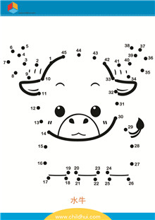 按照顺序连接与数字对应的圆点绘制图画 - 水牛