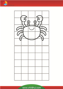 按照示范在单元格内绘制螃蟹