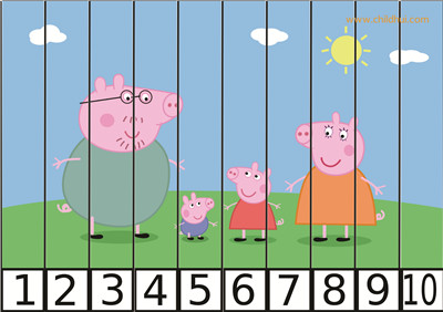 粉红猪小妹题材的数字拼图