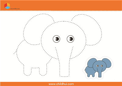 连线与填色 - 卡通大象