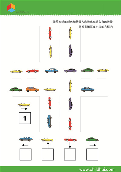 按照车辆的颜色和行驶方向数出车辆各自的数量