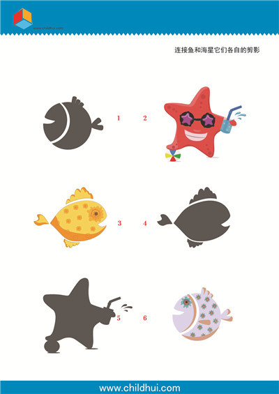连接鱼和海星它们各自的剪影