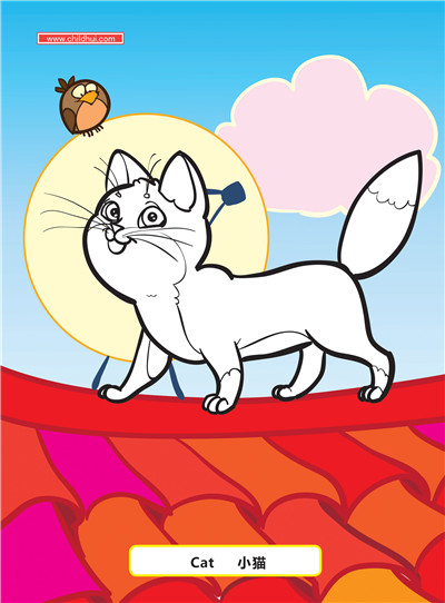 填色学单词-猫