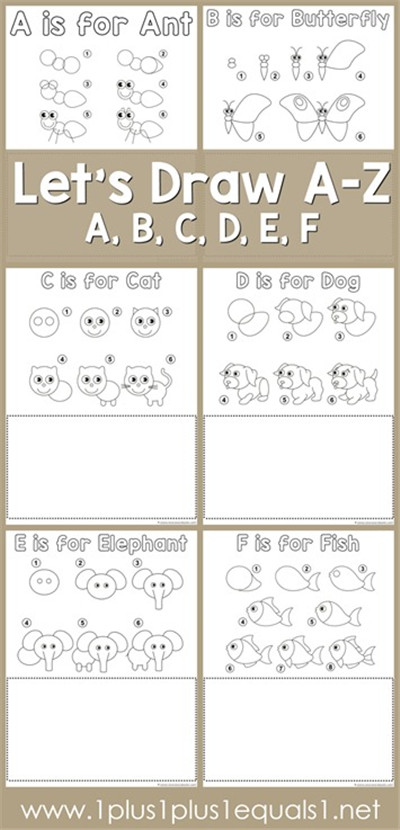 给英文字母A、B、C、D、E、F填色并学习绘制图画