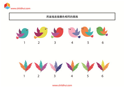 用直线连接颜色相同的图画