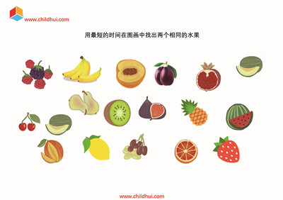 在图画中找出两个相同的水果
