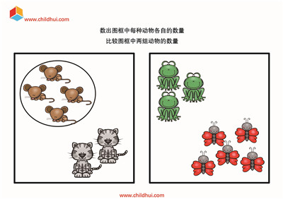 比较图框中动物的数量