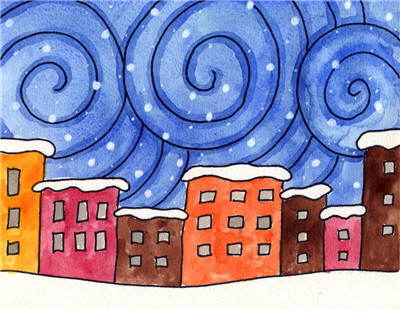 按照步骤学习绘画 - 雪景