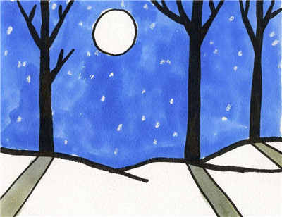 按照步骤学习绘画 - 雪景