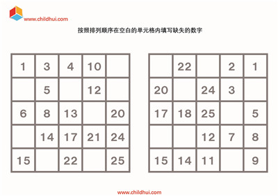 按照顺序填写缺失的数字