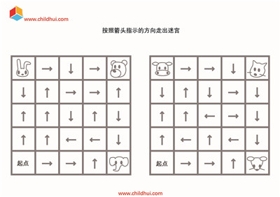 按照箭头指示的方向走出迷宫