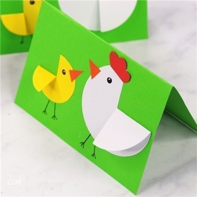 手工纸艺 - 母鸡和小鸡