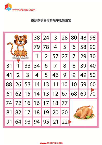 按照数字的排列顺序走出迷宫