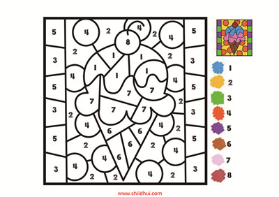 给图画填上与数字对应的颜色