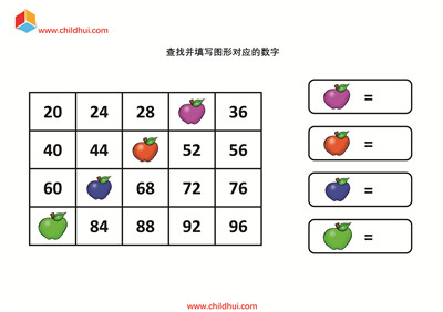 查找并填写图形对应的数字