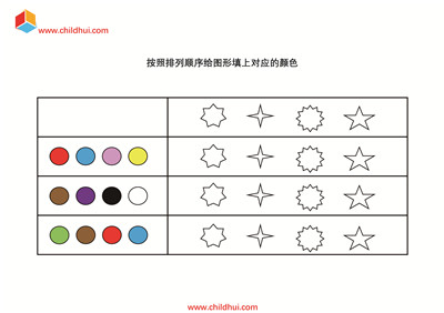 按照排列顺序给图形填上对应的颜色