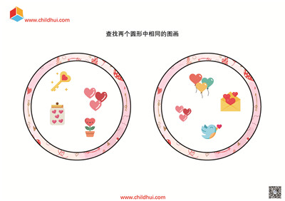 纸牌游戏 - 查找两个圆形中相同的图画