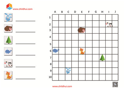 用数字和字母写出图画在图表中的位置