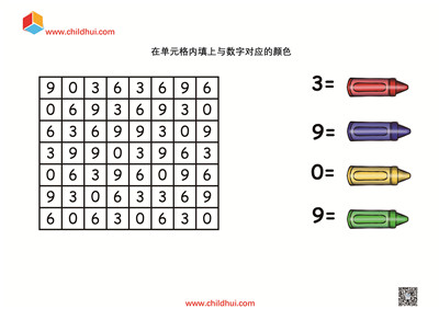 在单元格内填上与数字对应的颜色