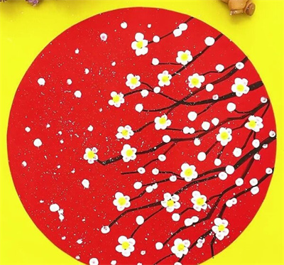 亲子手工 - 用棉签绘制樱花