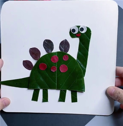 儿童树叶拼贴画  - 恐龙