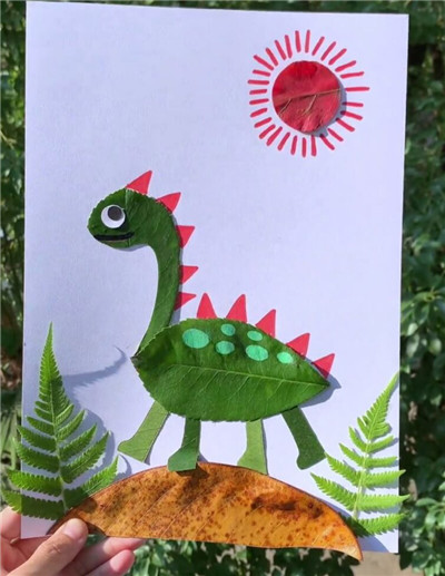 儿童树叶拼贴画  - 恐龙