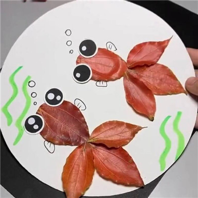 儿童树叶拼贴画  - 鱼
