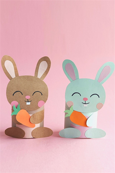 亲子手工 - 用卫生纸芯制作兔子