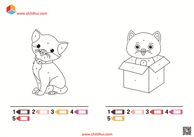 数字填色笔记本 - 小猫（共10页）