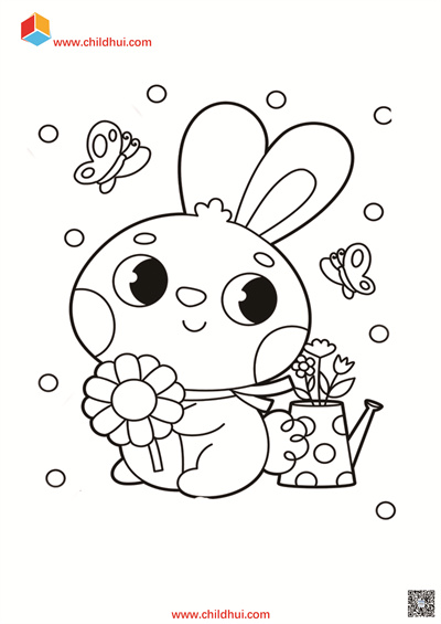 儿童填色画 - 兔子