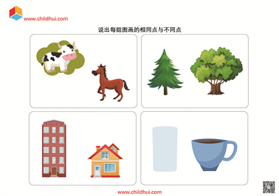 说出每组图画的相同点与不同点