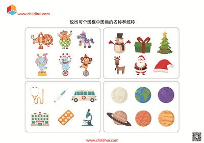说出每个图框中图画的名称和统称