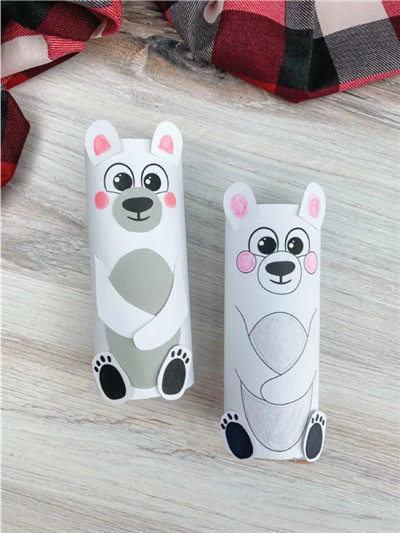 亲子手工 - 用卫生纸芯制作北极熊