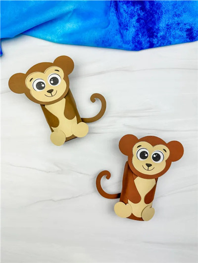 亲子手工 - 用卫生纸芯制作猴子