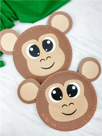 亲子手工 - 用一次性纸盘制作猴子