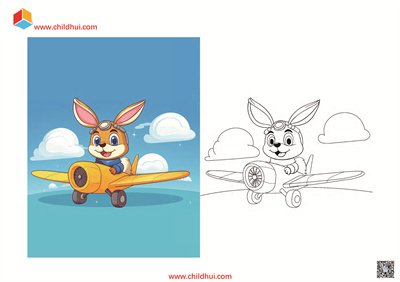儿童填色画 - 兔子（共12页）