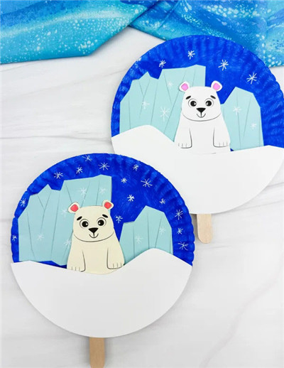 亲子手工 - 用一次性纸盘制作北极熊