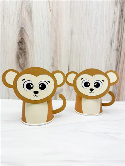 亲子手工 - 用一次性纸杯制作猴子
