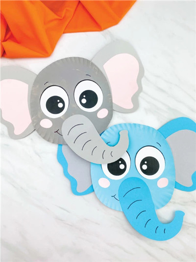 亲子手工 - 用一次性纸盘制作大象