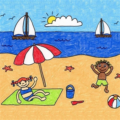 分步绘制夏季主题的图画