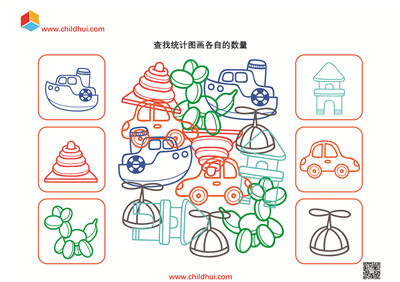 查找统计图画各自的数量
