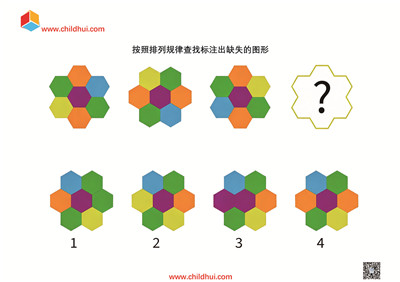 按照排列规律查找标注出缺失的图形